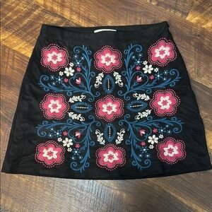 Miami Black Skirt with Pink and Blue Embroidery